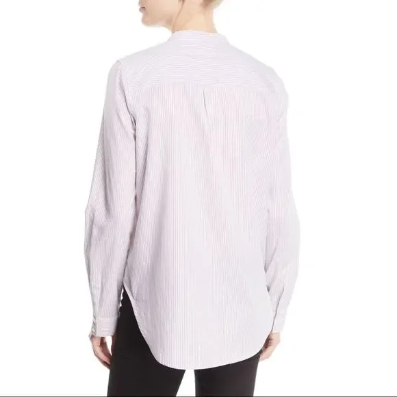 Derek Lam 10 Crosby Striped LS Ruffle B-F Shirt L - Picture 2 of 8